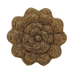 Luxurious champagne crystal flower clutch bag featuring sparkling rhinestone pavé design