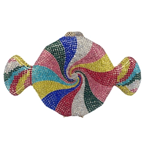 Sac De Soirée Forme Bonbon Pochette Métal Évidé Avec Strass Sacs À Main Femmes Fête Mariage Banquet Luxe Nouveauté