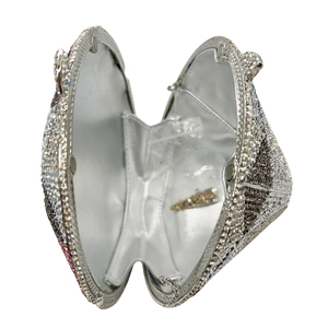 Sparkling crystal evening clutch bag with ear design and magnetic closure for parties