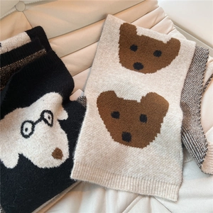 Sciarpe lunghe invernali in maglia con simpatici motivi a cartoni di orsi e cani