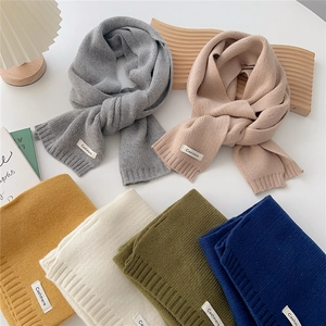 Thick solid color knit winter scarves in multiple colors for women with cashmere labels