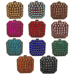 Sparkling rhinestone clutch bags in eleven vibrant colors for elegant evening parties