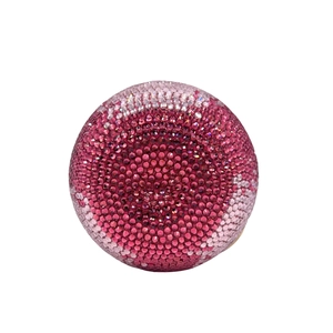 Luxurious apple-shaped clutch bag with pink and white gradient sparkling crystals
