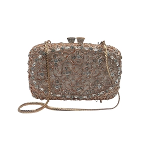 Hollow Out Alloy Rhinestone Evening Bag Women Crystal Metal Hard Shell Clutch For Wedding Banquet Formal Party Luxury