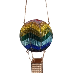 Sac De Soirée Montgolfière Pochette En Cristal Strass Coloré Sac À Main Avec Chaîne Nouveauté Pour Femmes