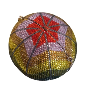 Pochette de soirée ballon en cristal exquise avec strass floraux colorés