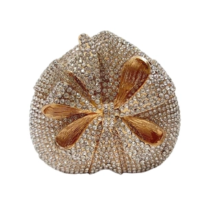 Heart Shaped Rhinestone Evening Clutch Bag With Alloy Bowknot And Metal Chain Luxury Party Handbag For Women