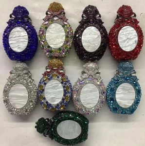 Collection of diamond perfume bottle clutch bags with shell stones in nine vibrant colors