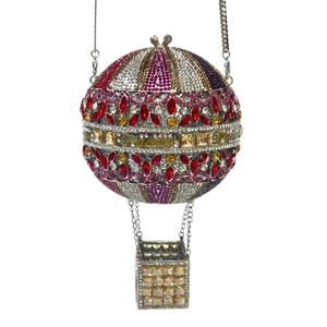 Sac De Soirée Montgolfière Strass Creux Alliage Luxe Pochette Avec Chaîne Amovible Fête Gala Sac Bandoulière Femme
