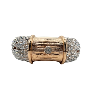 Elegant champagne gold oval clutch bag with rhinestones for formal evening events