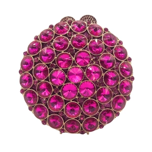 Close-up of rose red crystal evening clutch showing high-end gemstone details