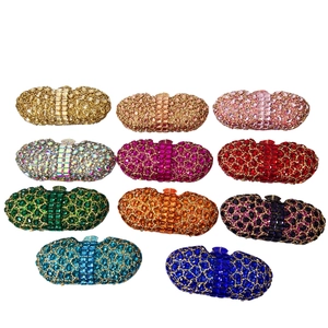 Collection of 11 colorful rhinestone-encrusted luxury clutch bags for evening gala events