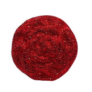 Sparkling red round floral evening clutch bag fully embellished with high-shine rhinestones