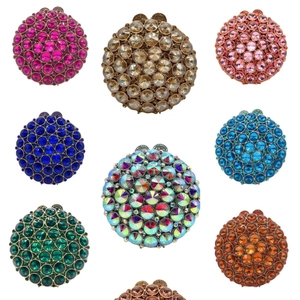 Round Evening Clutch Bag Luxury Rhinestone Crystal Hard Shell Circular Handbag With Chain Strap For Party Wedding Prom
