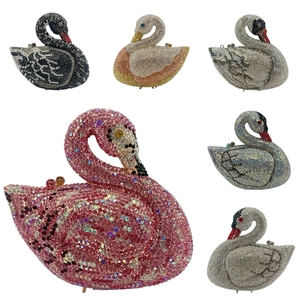 Pochette De Soirée En Alliage Strass En Forme De Cygne Sac À Main En Cristal Étincelant Banquet Mariage Fête Pour Femmes