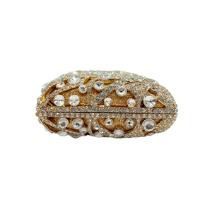 Elegant gold rhinestone evening clutch bag with crystal embellishments for formal gala