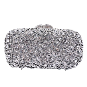 Luxury silver crystal clutch bag with shimmering rhinestones for formal evening events