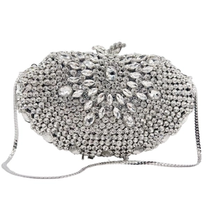 Pochette De Soirée En Strass Alliage Évidé Sac À Main En Cristal Avec Chaîne En Métal Pour Mariage Fête Robe Formelle