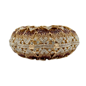 Pochette de soirée luxe à strass motif tournesol avec cadre en métal doré élégant