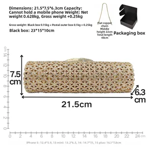 Guida alle taglie pochette oro con cristalli 21,5x7,5x6,3cm con tracolla a catena