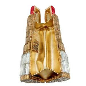 Luxury lipstick shaped clutch bag encrusted with red and champagne crystals