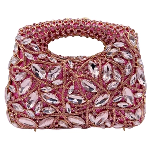 Pochette De Soirée De Luxe Strass Cristal De Verre Poignée Creuse Sac À Main Banquet De Fête Avec Chaîne Amovible Pour Femmes