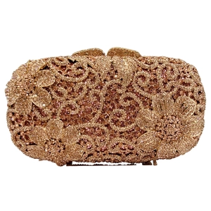 Sac De Soirée Luxueux À Strass Pochette Fleurie Cristal Cadre Métallique Sac À Main Pour Femmes Mariage Fête