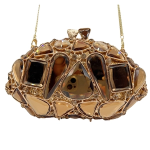 Luxury Evening Clutch Bag Metal Hollow Out Rhinestone Gemstone Hard Shell For Women Party Wedding Banquet Elegant Gold