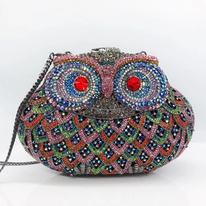 Eulenförmige Abendtasche Bunte Strasssteine Metall Hartschalen Handtasche Für Damen Party Bankett Hochzeit Luxus