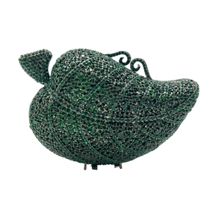 Pochette Da Sera A Forma Di Foglia Lega Strass Svuotato Metallo Guscio Duro Borsa Per Banchetto Festa Matrimonio Donne