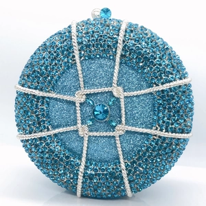 Luxury Round Evening Clutch Bag Rhinestone Metal Alloy Sparkling Gemstone Cage Design For Women Wedding Party Banquet Glamorous