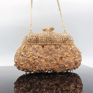 Luxury Rhinestone Flower Evening Clutch Bag Elegant Metal Crystal Purse Handbag For Weddings Parties Formal Occasions