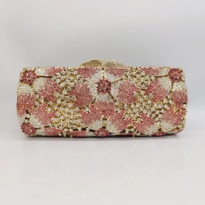 Evening Clutch Bag Alloy Rhinestone Floral Cherry Blossom Wedding Party Banquet Elegant For Women With Detachable Chain
