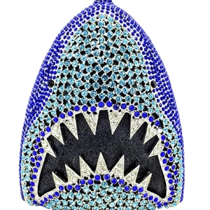 Shark Shaped Rhinestone Evening Bag Animal Crystal Clutch For Women Party Banquet Metal Frame Minaudiere Sparkling