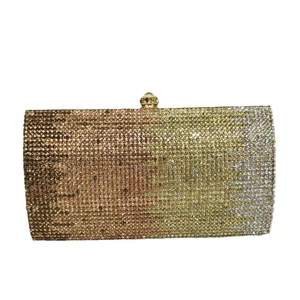 Gradient rhinestone evening clutch bag with sparkling crystals and metal ball clasp