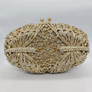 Butterfly Rhinestone Evening Clutch Bag Luxury Hollow Out Metal Hard Shell Party Bridal Handbag Prom Purse