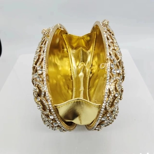 Luxury butterfly hollow crystal clutch bag in gold with sparkling diamond rhinestones