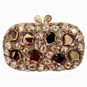 Pochette De Soirée De Luxe Pour Femme Strass Ajouré Cristal Gemme Coque Rigide Ovale Banquet Mariage Fête Sac À Main