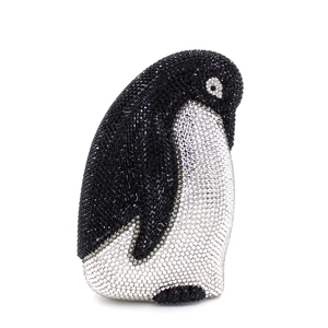 Luxuriöse Abendtasche in Pinguinform, vollständig mit funkelnden Kristallen besetzt