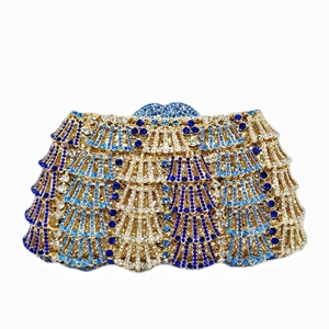 Pochette De Soirée Strass Évidé En Forme D'Éventail Étincelant Métal Cristal Sac À Main Pour Mariage Fête Femmes