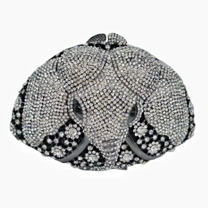 Pochette De Soirée Forme Éléphant Alliage Strass Étincelant Animal Banquet Sac À Main Pour Femmes Mariage