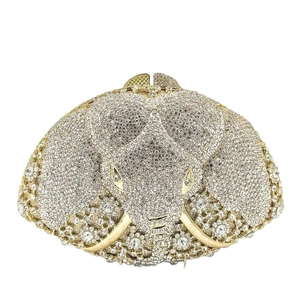 Pochette de soirée luxueuse en forme d'éléphant ornée de cristaux blancs étincelants