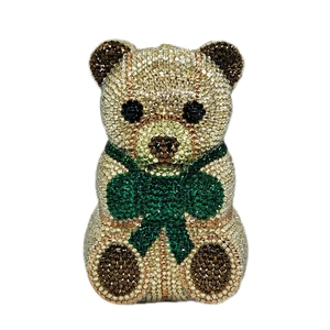 Rhinestone Teddy Bear Evening Bag Sparkling Animal Shaped Clutch Handbag For Women Formal Party Wedding Elegant Luxury Small Purse