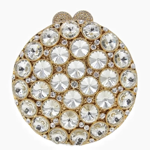 Pochette De Soirée Ronde De Luxe Ornée De Strass Cristal Cadre En Métal Sac À Main De Banquet De Mariage Pour Femme