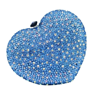 Heart Shaped Evening Clutch Bag Sparkling Rhinestone Crystal Purse For Wedding Party Banquet Women