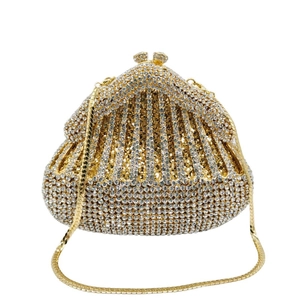 Rhinestone Evening Bag Alloy Metal Shell Shape Clutch For Party Wedding Elegant Women Luxury
