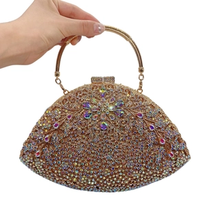 Luxury Rhinestone Evening Bag Flower Crystal Clutch Purse Banquet Wedding Party Handbag With Ring Handle For Women