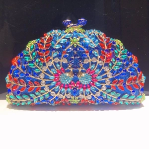Sac De Soirée De Luxe Motif Paon Strass Cristal Coloré Étincelant Sac À Main En Métal Fête Banquet Pour Femmes