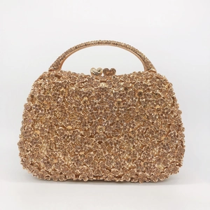 Luxury Rhinestone Evening Bag Floral Crystal Hard Shell Handbag Clutch With Heart Clasp For Wedding Party Women