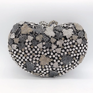 Rhinestone Evening Clutch Bag Grape Leaf Luxury Crystal Hard Shell Banquet Wedding Party Purse For Women